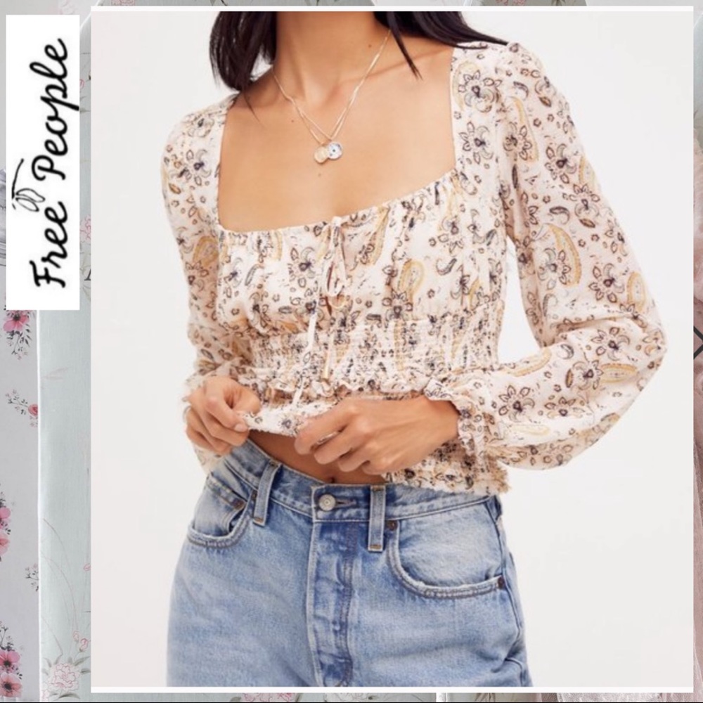 🆕🌼🔥NWT Free People Printed Lolita Top